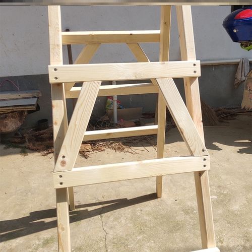 工地木梯人字梯可行走实木双侧梯子多功能室内室外工程木梯木制.