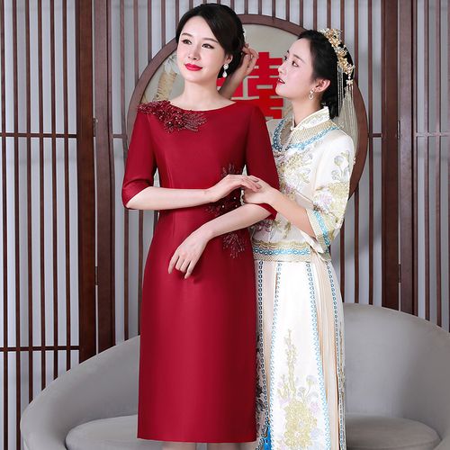 婚礼妈妈礼服高贵丈母娘高端年轻喜婆婆婚宴装旗袍2021年新款高档