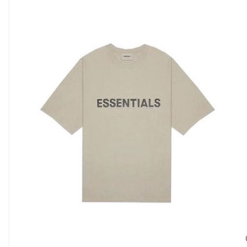 tx fog短袖t恤essentials复线同款胸前字母高街潮牌男女短袖 驼色 s