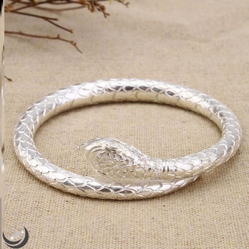 蛇形手镯纯手工原创s999纯银成人女士时尚款饰品个性潮活口实心圆