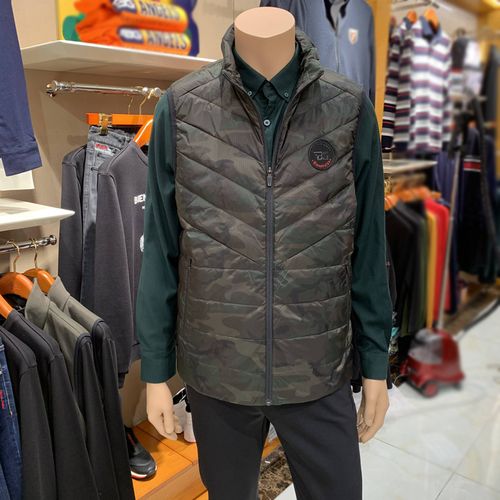比音勒芬男装正品秋冬20新款立领迷彩羽绒马甲背心专柜白鸭绒