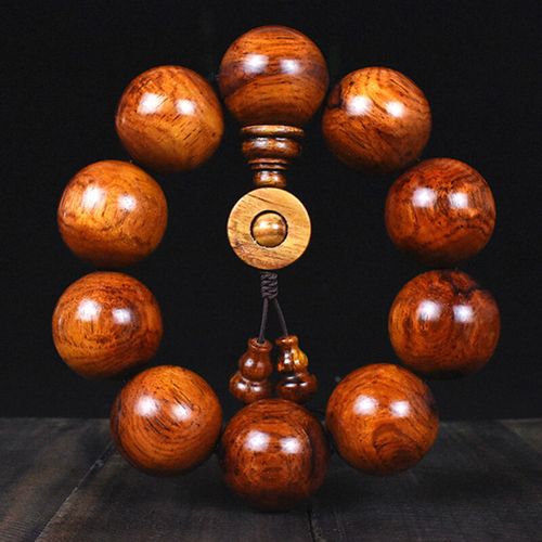 【正宝 海南黄花梨】老料油梨25mm佛珠手串9k173(附国检鉴定证书)