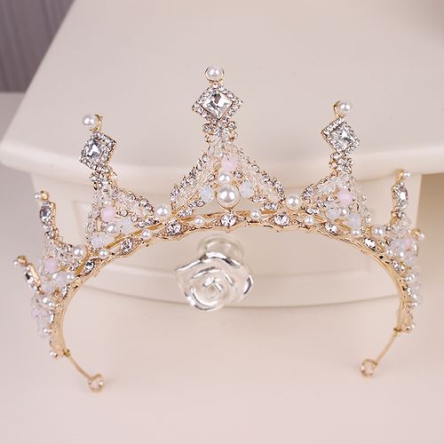 新款儿童金色皇冠发饰女童头饰生日公主手工皇冠活动演出头饰王冠