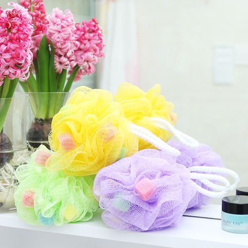 韩国加大可爱彩色海绵沐浴球 打泡泡大浴花不散浴擦