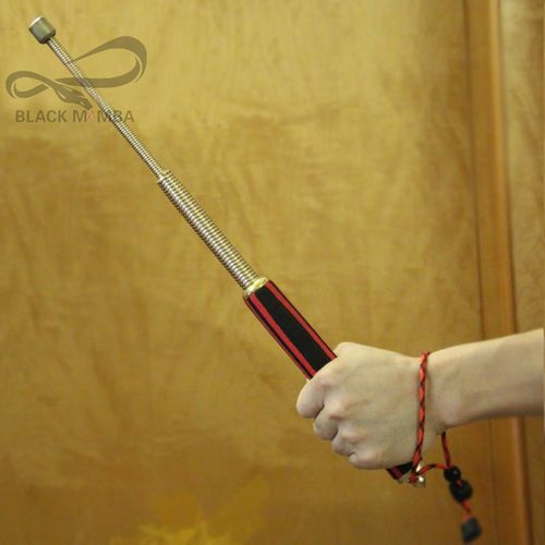 黑曼巴甩棍三节伸缩鞭户外救生装备弹簧棍防身棍自卫防身武器