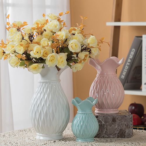 欧式陶瓷花瓶摆件客厅电视柜干花插花餐桌鲜花水培水养装饰品花瓶