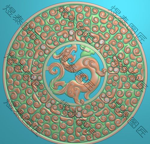 k大耳工蝌蚪内龙壁仿古玉雕图大耳工元宝蝌蚪纹内龙壁