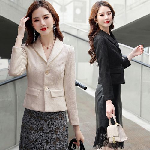 今年流行短款西装外套女2021年新款春秋季小个子洋气配裙子的上衣
