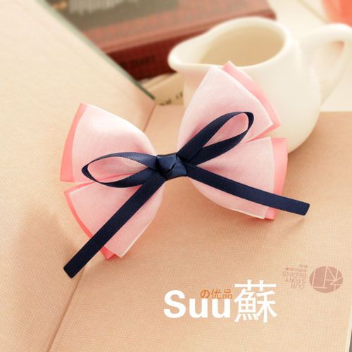 韩国手工发饰 甜美蝴蝶结发夹发卡 头饰顶夹 可爱发圈头绳 樱花草