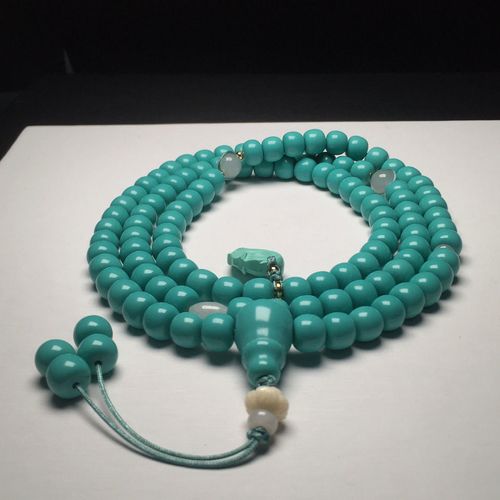 高瓷绿料老形珠108颗 老形珠尺寸约:7*8mm总重约:86.9克