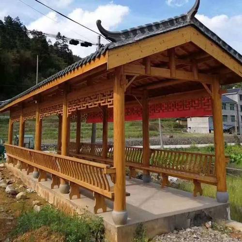 凉亭户外庭院实木六角亭院内别墅八角亭防腐木质古建长廊定制亭子