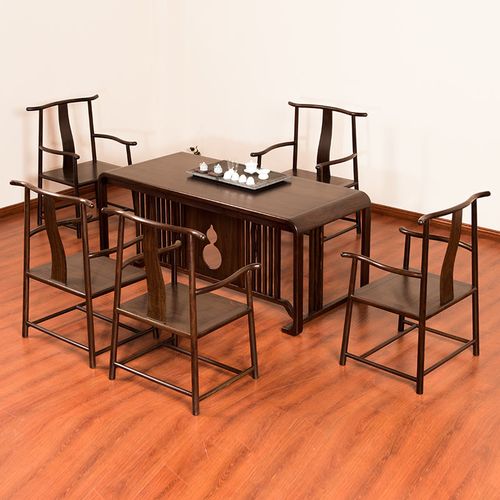 红木家具新中式黑檀木茶桌茶台实木茶桌椅组合茶室干泡一体茶艺桌