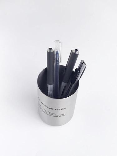 北欧简约英文字母工业风金属风拉丝304不锈钢笔筒办公