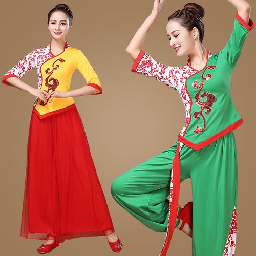 2019新款套装 秧歌舞蹈演出服装女 扇子舞服二人转服装