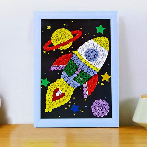 儿童手工diy制作幼儿园活动小学生创意纽扣粘贴画艺术作品材料