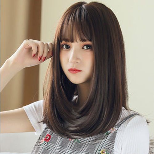 假发女逼真中长发内扣齐肩锁骨发圆脸梨花自然蓬松网
