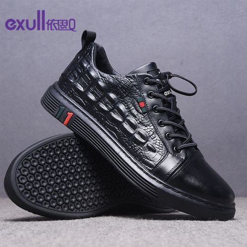 依思q男鞋  虎年春季新款平底鞋男士鳄鱼纹潮流ins男鞋年轻人板鞋