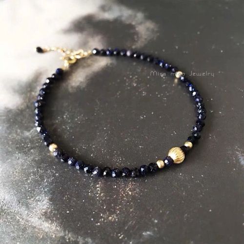 蓝砂石手链 星空蓝14k包金绳编极细超闪显白情侣学生闺蜜星辰礼物【4