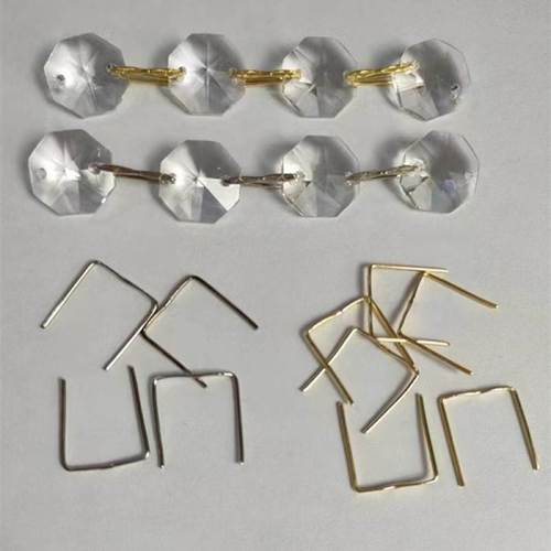 水晶灯吊坠配件铜吊灯珠串挂坠双吊链连接挂针灯饰米扣八角珠挂