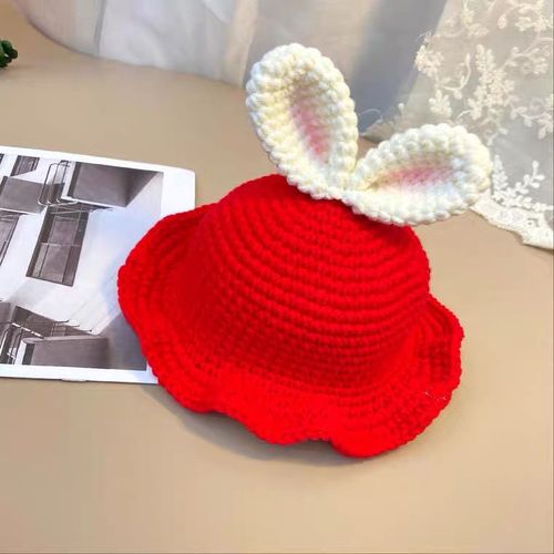 手工编织diy兔耳朵萌芽帽子材料包 送工具送视频教程新手适用【1月4