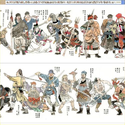 新水环传连浒g素设计梁山好汉108将英雄人物长卷国画电子版图片画