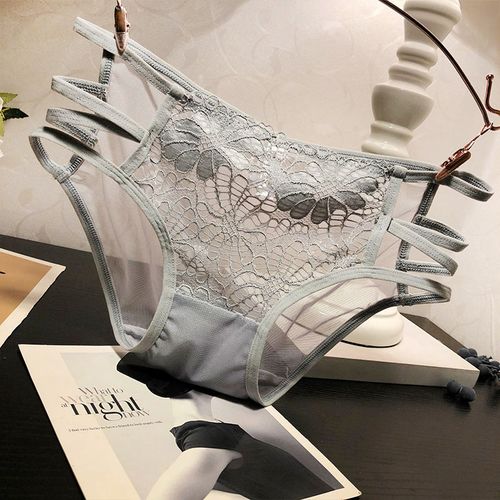 绣花蕾丝内裤女士低腰性感网纱透明透视三角裤时尚绑带底裤女裤头