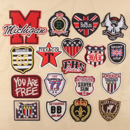 徽章贴标衣服补丁贴背胶熨烫布贴臂章绣花标刺绣布标羽绒服修补贴