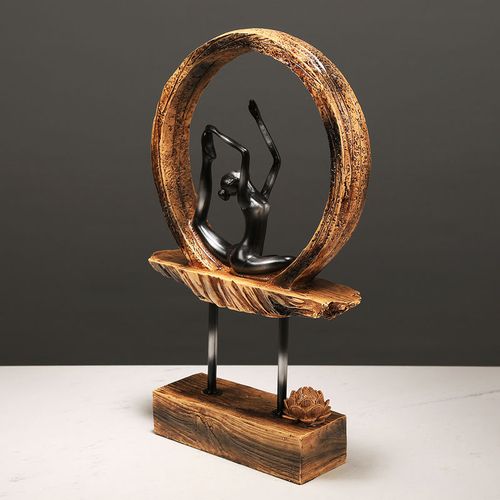 新中式创意瑜伽莲花树脂摆件家居家饰装饰品工艺品现代客厅样板房