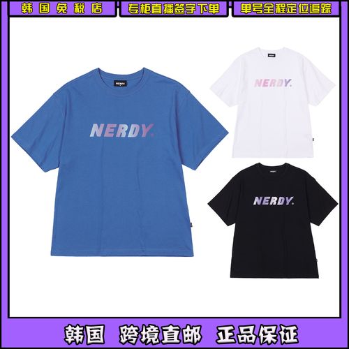 baby家 韩国直邮 nerdy潮牌 21ss 胸前渐变色logo t恤