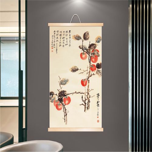 张大千事事如意中式装饰画国画餐厅实木客厅办公室挂轴背景墙挂画