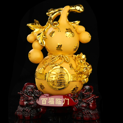 福禄进宝风水摆件八方运财金m葫芦聚宝盆家居饰品客厅