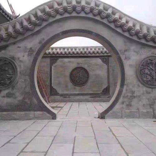 仿古中式建筑砖雕回纹线边框月亮门拱形门圆形门定制浮雕装饰刻字