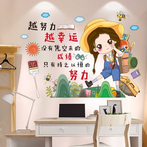 中考加油装饰品励志动漫墙纸贴ins风元气满满鼓励孩子学习的贴纸