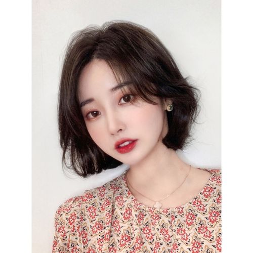 真发假发空气刘海短发微卷韩式发型女网红蓬松自然八字刘海全头套 全