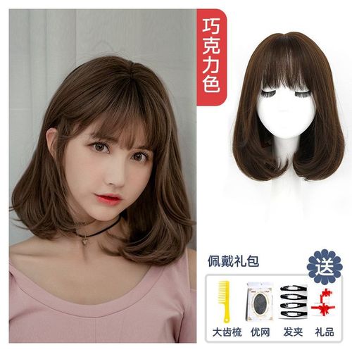 齐肩假发女短发微卷中长r梨花烫短卷发圆脸自然气质锁骨发型全头
