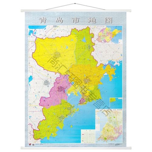 s 2019新版 青岛市地图挂图 即墨区 平度市 市南区 覆膜防水挂图 约1.