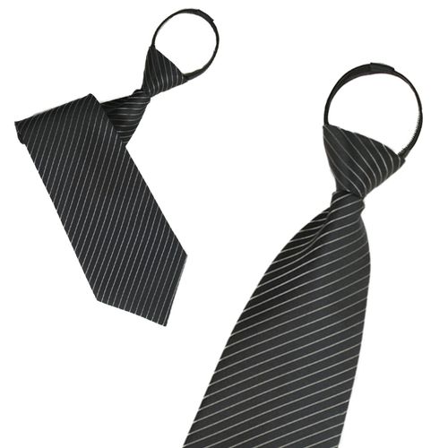 易拉得 拉链领带 深蓝色条纹领带 正装团体商务领带 结婚领带