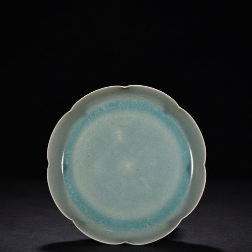 古玩收藏真品包老保真老瓷器宋瓷摆件 宋汝窑天青釉冰裂纹花口洗