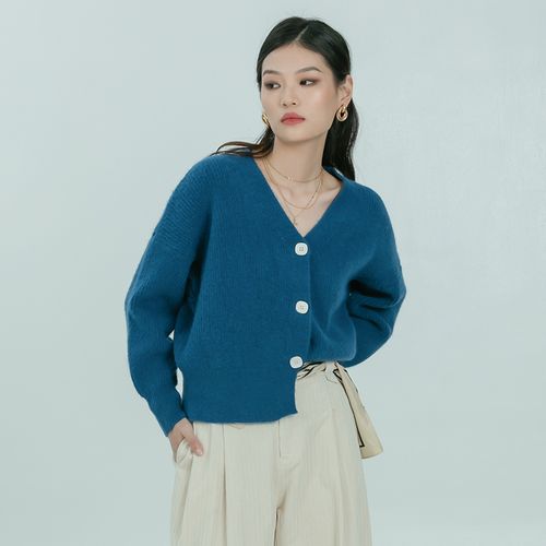 慵懒风毛衣开衫外套女短款2021年秋冬保暖宽松v领针织衫上衣外穿