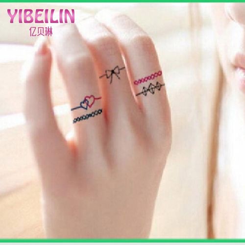 手指手环戒指纹身贴防水仿真男女假刺青贴纸卡通儿童