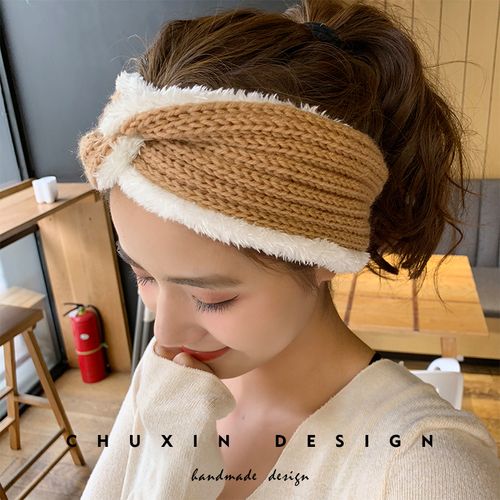 毛线发带韩国宽边复古编织针织加厚毛绒保暖外出发箍网红秋冬头饰