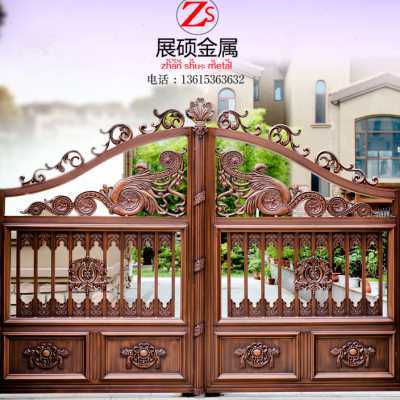 铝艺大门中式别墅庭院小门进户门双开对开自动大门电动乡村折叠.