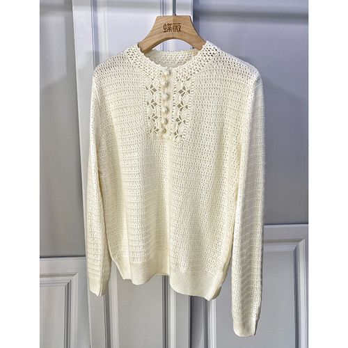 重工手工镂空钩花羊毛针织打底衫女秋冬2020新款百搭长袖纯色毛衣
