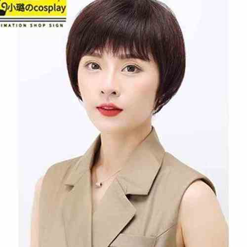真发假发女短发中年m妈妈头发少中老年i短直发r真t人发丝全头套式