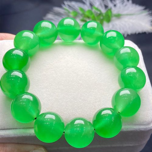 一元拍卖缅甸老坑种a货翡翠满绿阳绿帝王绿圆珠子玉石手链玉手串