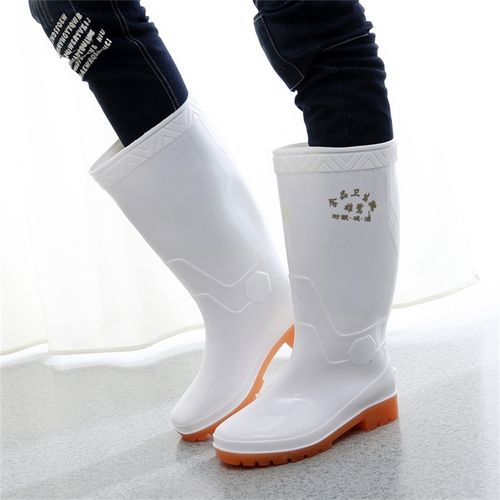 食品卫生雨靴雨鞋高筒男士白色高筒防滑雨靴水靴厨房雨靴胶靴胶鞋