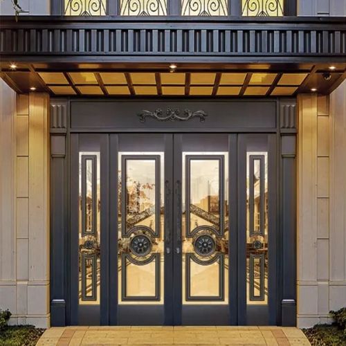 铜门别墅大门双开门对开门进户门纯铜真铜玻璃防盗子母入户铜大门