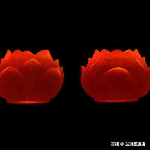 高档佛具用品铜莲花灯佛供灯led铜长明灯佛前琉璃供佛灯一对价格