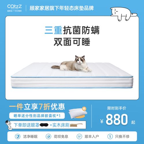 瞌睡猫弹簧床垫抗菌防螨天然乳胶椰棕软硬两用席梦思顾家床垫