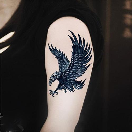 飞鹰老鹰胸前手臂纹身贴防水男持久花臂图腾仿真逼真刺青纹身贴纸